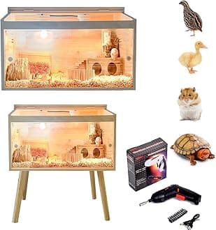 Brooder Box for Chicks,with Sliding Door,Table Legs,2 Types of Thermometer wi...
