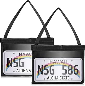 Frienda 2 Pcs License Plate Holder with Hanging Strap Test Drive License Plate Tag Bag Dealer Plates Tag Bags Black Plate Frame Cover Car Plate Bracket Holder for Car SUV Truck