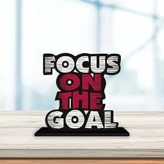- Artvibes Wooden Idols and Figurine Focus On The Goal Quote Table Decor for Office Desk Showpiece | Home Decoration | Living Room | Modern Gifting Item (Sp_1140), Inspirational