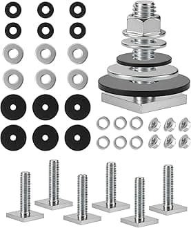 T Slot Bolts for Roof Rack Cross Bars, Platform, Cargo Basket, Stainless M6x35mm/M8x30mm, 3mm Thick, Square T Track Bolt Adapter to Secure Bike/Ski/Kayak Rack, Solar Panel, Awning