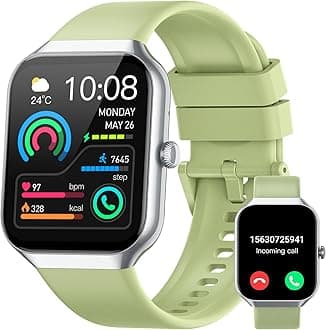Smart Watch for Men Women (Answer/Make Call), 1.96" HD Smartwatch with Heart Rate/Sleep Monitor/Pedometer/Calories, 113+ Sports Fitness Watch, IP68 Waterproof Activity Tracker for Android iOS-Green