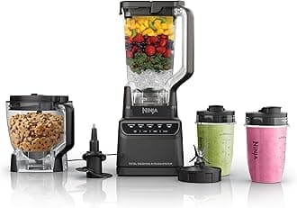 Kitchen System | All-in-One for Smoothies, Frozen Drinks, Veggie Chopper & More | With Full-Size Pitcher, 8 Cup Food Processor Bowl, (2) 18 oz. Cups, | 1200 Watt | Dark Grey | BR601AMZ