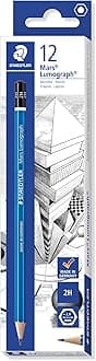 Staedtler Mars Lumograph 2H Graphite Art Drawing Pencil, Medium Hard, Break-Resistant Bonded Lead, 12 Pack, 100-2H