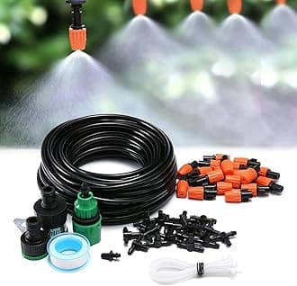 BEONE 1/4in Distribution Tubing Adjustable Nozzle Sprayer Automatic Irrigation Equipment Set (60 Pieces)