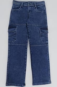 Sky Heights Boys Solid Cargo Denim Jeans