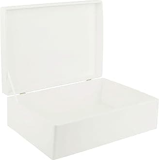 Creative Deco White Wooden Storage Box | 40 x 30 x 14 cm (+/- 1 cm) | with Lid | Wooden Box | Souvenir Box | Trunk Box | Raw and Unpunched