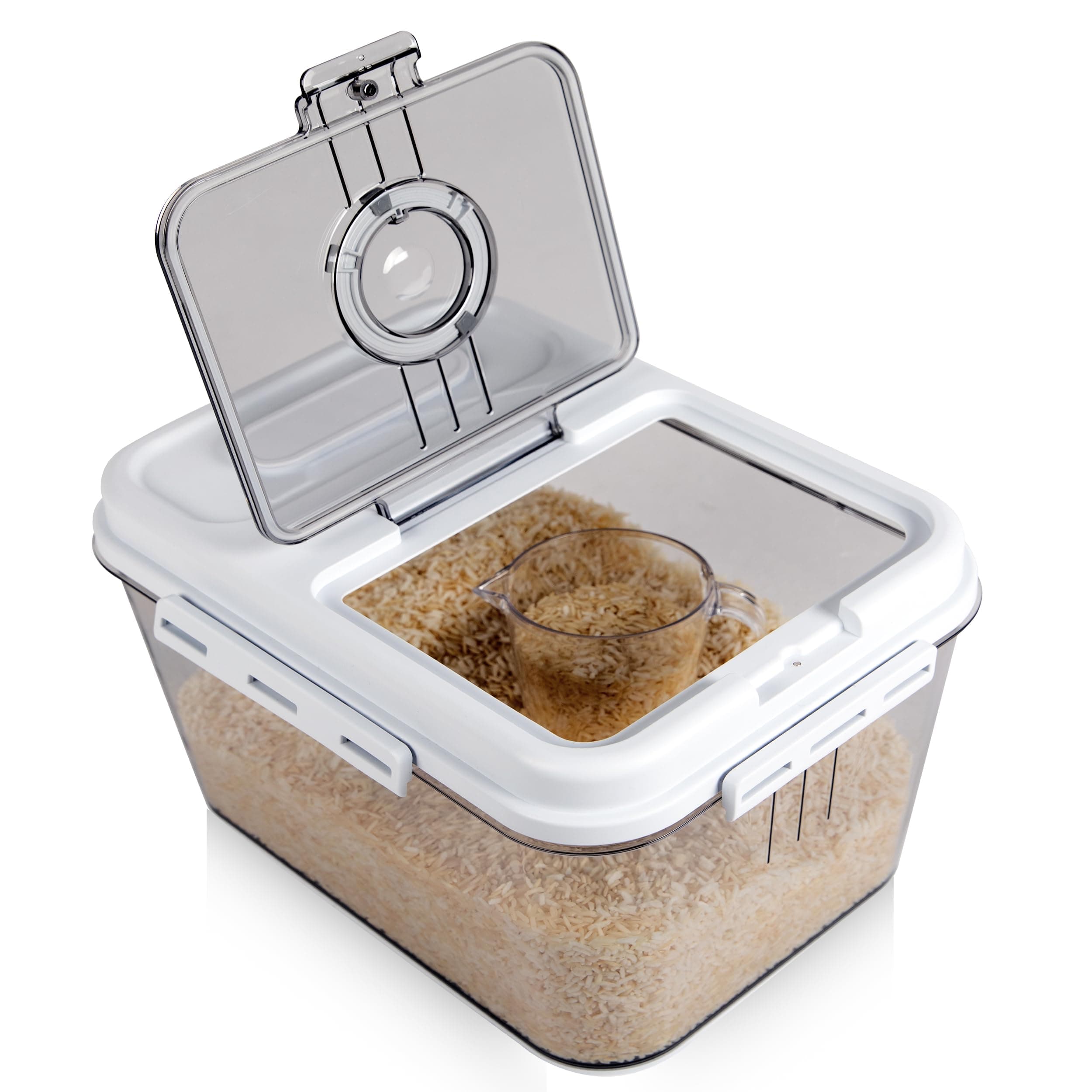 Chef's Path Extra Large Airtight Rice Storage Container with Measuring Cup, Pack of 1, 8 L Capacity, Kitchen and Pantry Canister for Rice, Flour, Sugar, and Baking Supplies