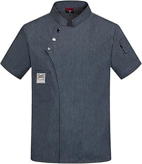 Unisex Chef Coat Short Sleeve Jacket,Breathable,Comfortable Button Closure - Kitchen,Restaurant,Hotel Uniform A