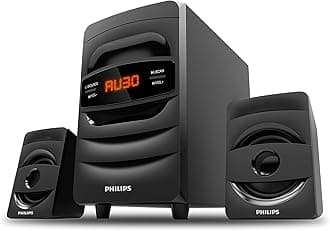 Philips Audio MMS2625B 2.1 Channel, 31 W, Bluetooth Connectivity, Wired Multimedia Computer Speaker, FM, USB, Audio in Speakers, 15mm Subwoofer, Wide Compatibility - MP3 Player, TV, PC (Black)