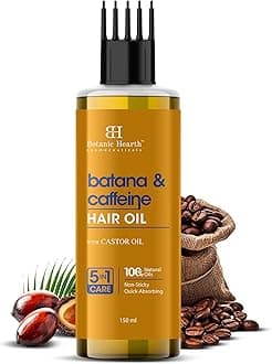 - Batana Caffeine Hair Oil with Almond – 150ml – Nourishing & Strengthening Hair Treatment, Promotes Healthy Hair Growth, Enhances Shine & Moisture