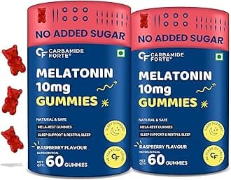 Carbamide Forte Melatonin 10mg Gummies for Better Sleep | Sleep Supplement - 60 Veg Gummies (Pack of 2)