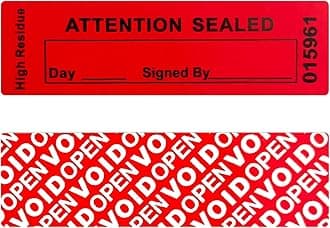 120 pcs Total Transfer Tamper Evident Security Warranty Void Seals / Stickers High Security Tamper for Reusable Package(1 x 3.35Inches,Serial Numbers Transfer,red)…