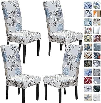 SPRINGRICO Chair Covers for Dining Room Set of 4, Stretch Dining Chair Cover, Washable Spandex Kitchen Parsons Chair Slipcovers, Removable Seat Protector for Home or Party (4 Pack, FLORAL5)