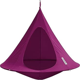 Double Cacoon Hanging Chair for Two – Cozy Indoor/Outdoor Hammock with Polyester Canvas, 440 lb Capacity, Includes 18ft Rope & Carabiner (Mulberry)