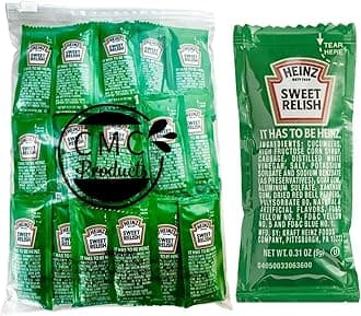 Gift Set: Relish Packets (9g) – 50 Count with Spreader in Food-Safe Slide-Seal Bag by CMC Products (approximately 50 packets)