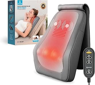 COMFIER Shiatsu Neck and Back Massager with Heat & Vibration, 3D Deep Kneading Back Massage for Pain Relief, Home Office Use,Gift for Her/Him,Gray