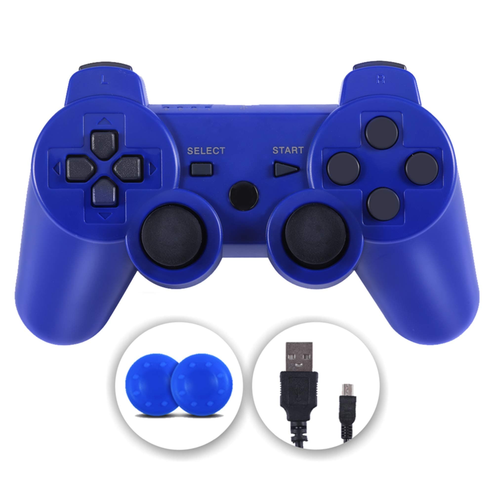 Game Controller, Wireless Controller Double Vibration Gamepad Compatible with 3 System, with Charging Cable