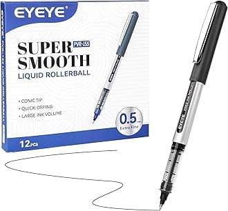 0.5mm Black Pens 12 Pack, Extra Fine Point Rollerball Pen Quick Dry, Liquid Ink Pens Fine Point Smooth Writing Pen for Journaling, Note Taking, Office, School Supplies