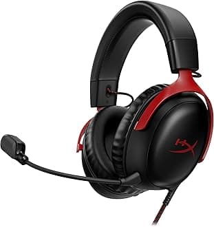 HyperX Cloud III–Smartchoice Wired Gaming Over Ear Headset, Pc, Ps5, Xbox Series X|S, Angled 53Mm Drivers, DTS, Memory Foam, Durable Frame, Ultra-Clear 10Mm Mic, USB-C, USB-A, 3.5Mm–Black/Red(727A9AA)