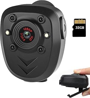 Iseason Mini Body Camera Video Recorder, Wearable Police Body cam with Night Vision, Built-in 32GB Memory Card, HD1080P,Record Video,Night Vision, 4-6HR Battery Life