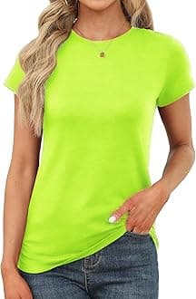 Memorose Womens Short Sleeve Tops Summer T Shirts Round Neck Causal Fashion Basic Tee