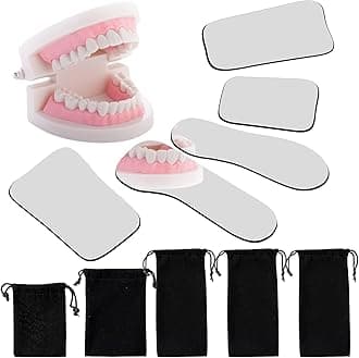 5 Pieces Dental Mouth Mirror Occlusal Reflector Intraoral Photography Mirror 2 Sided Dental Plated Glass Intraoral Photo Glass for Clinic Dentist