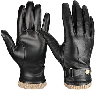- Mens Winter Gloves Nappa Leather Warm Wool Touchscreen Dress Glove - Thermal Gifts for Dad or Husband