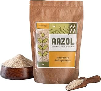 Aazol Unpolished Indrayani Rice - 1kg | Sticky Rice | Perfect for Asian Dishes | Naturally Aromatic | Hand Pounded Native Variety