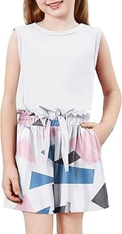 Arshiner Girl's 2 Piece Outfits Summer Tie Knot Tank Top and Paperbag Waist Pocketed Short Sets