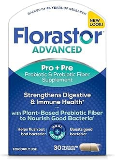 Florastor Select Pro+Pre Daily Probiotic and Prebiotic Supplement for Women and Men, Boosts Good Bacteria, Saccharomyces Boulardii CNCM I-745 (30 Capsules) (Pack of 1)