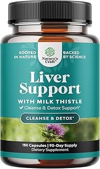 Natures Craft Liver Cleanse Detox & Repair 180 Capsules - Herbal Liver Support Milk Thistle Supplement - Silymarin Milk Thistle Supplements with Dandelion Root, Choline, Beetroot & Artichoke Extract