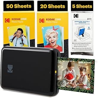 Kodak Step Instant Smartphone Photo Printer - 75 Sheets BUNDLE - Portable Mini Color Wireless Mobile Printer - Zink 2x3” Sticky-Back Photos - Bluetooth Compatible with Smart Devices - Fun App -Black