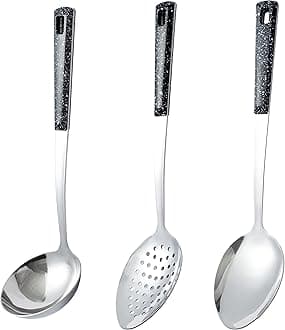 Stainless Steel Serving Spoons Set with Slotted Spoon, Serving Spoon and Perforated Spoons, soup ladle,kitchen cooking utensils set