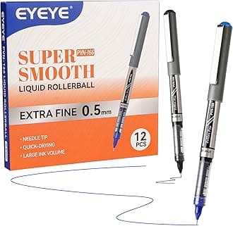 Needle Rollerball Pens 0.5mm, 6 Black 6 Blue Extra Fine Point Pen Quick Dry, Liquid Ink Pens Fine Point Smooth Writing Pen for Journaling, Note Taking, Office, School Supplies