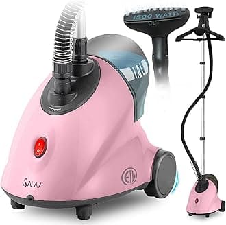 GS18-DJ Standing Garment Steamer with Roll Wheels for Easy Movement, 1.8L Water Tank for 1 Hour Continuous Steaming, Adjustable Pole for Storage, 1500 watts (Clothes Steamer Only, Pink)