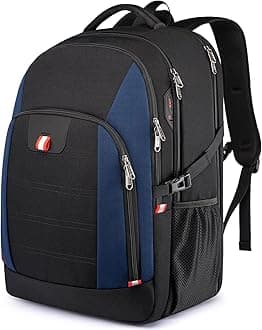 Della Gao Travel Laptop Backpack, 18.4 inch Extra Large Backpack for Men and Women, 45L Capacity Business Computer Back Pack (Black Blue, 18.4 Inch)