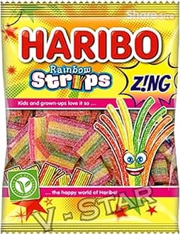 2 x BAGS HARIBO SWEETS PACKS - FRESH STOCK (STRIPS ZING 130g)