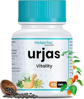 myUpchar ayurveda Urjas Vitality Capsule for Men 60 Capsules | Ashwagandha, Safed Musli, Gokshur & Shjilajit | Improves Strength, Stamina & Energy | | Pack of 1