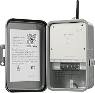 Pool Pump Timer, Outdoor Smart WiFi Box, Heavy Duty 40A 120VAC 2HP Wireless Controller Timer for Pool, Water Heater, Compatible with Smart Phone, Alexa, Google Assistant, ETL Listed