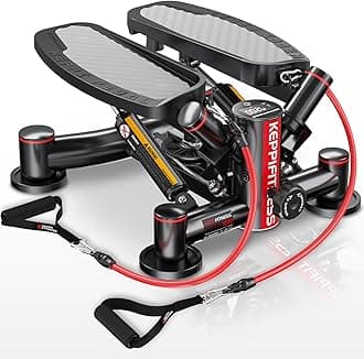 KeppiFitness Steppers for Exercise at Home, Stair Stepper for Home Gym with 350LB/400LB Capacity, Mini Stepper with Resistance Bands for Cardio Full Body Workout