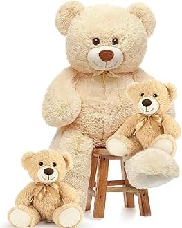 MorisMos Giant Teddy Bears with Babies, 36inch Large Mommy Bear with 2 Babies Stuffed Animals for Baby Shower, Big Bear Plush