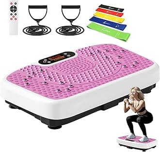 SoftGym Vibration Plate Exercise Machine for Lymphatic Drainage,Power Vibrate Stand Shake Board 450 Lbs Capacity Whole Body Workout Waver with Fitness Resistance Bands Weight Loss Gifts for Women Men