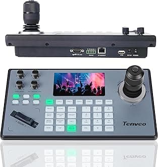 Tenveo PTZ Camera Joystick Controller, 5'' LCD Screen Real-time Preview 4D Joystick Conference Control Keyboard Support NDI PoE VISCA Pelco-D/P RS422/RS485 RS232 RJ45 for Church Live/Events/Streaming