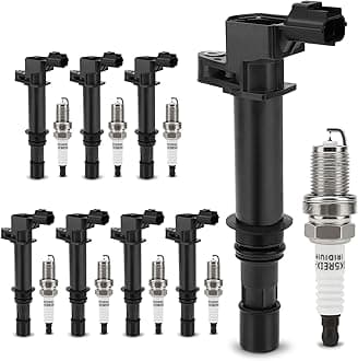 UF270 Ignition Coil & 4503 Double Iridium Spark Plug for 00-07 Dodge Ram 1500,Dakota,Durango/Jeep 99-08 Grand Cherokee,06-07 Commander/Chrysler Aspen/Mitsubishi Raider 4.7L V8 Replaces# 5C1114 UF297