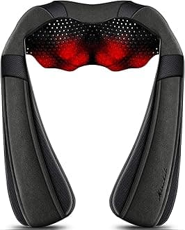 Shiatsu Neck & Back Massager with Heat - Deep Tissue Neck, Back & Shoulder Pain Relief - Ergonomic Design Shoulder Massager, Electric Kneading Whole Body Massage Pillow Gifts for Women, Men