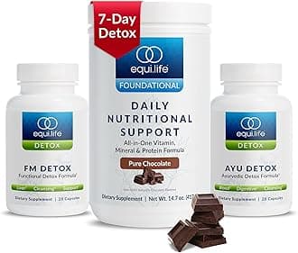 Dr. Cabral Detox, 7 Day Program with Plant Based Protein, Vitamins, Amino Acids, & Minerals to Support Full Body Balance, Meal Replacement Powder, Vegan, Gluten Free, Chocolate, 14 Servings