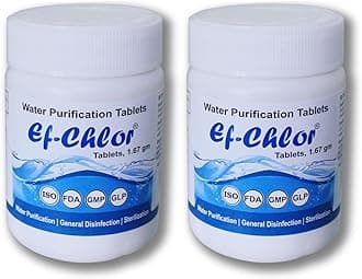 Ef-Chlor, Overhead and Underground Water Tank Cleaning and Purification Tablets, Kills 99.99% Bacteria and Viruses from the water, 1 Tablet purifies 500 L water - Pack of 50 Tablets