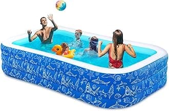 Nattork Inflatable Pool for Kids and Adults, 118" x 68" x 22" Family Full-Sized Inflatable Swimming Pool, Durable Thickened Above Ground Blow Up Pool for Kids Pools for Backyard Outdoor Indoor Shark