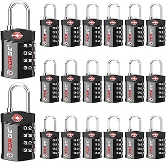 Forge 20 PK Forge 4-Digit Combination Lock, TSA Approved Locks for Luggage, Travel, Gym, School, Suitcase, Backpack, Pelican case, Easy Read dials, zinc Alloy Body.