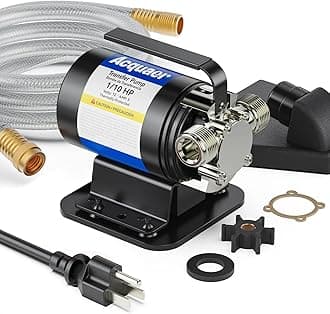 Acquaer Portable Electric Utility Water Transfer Pump 1/10 HP with Suction Hose Kit, Low Suction Water Removal for Water Beds, Pools, Rain Barrel, Aquariums, RV